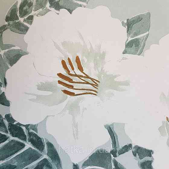 Шпалери вінілові на флізелін Caselio The Place to bed 0.53х10 м яскраві великі білі квіти на салатовому Київ