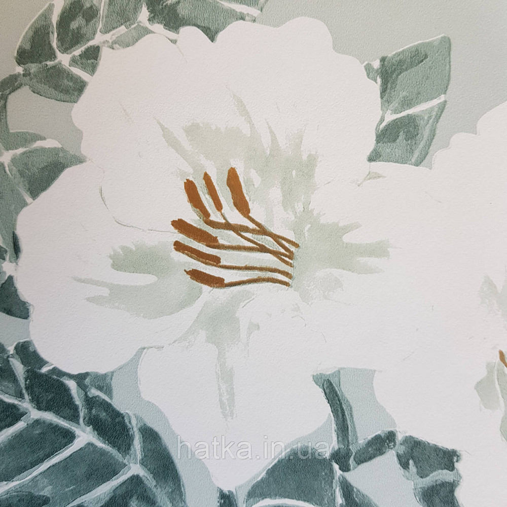 Шпалери вінілові на флізелін Caselio The Place to bed 0.53х10 м яскраві великі білі квіти на салатовому Київ - фото 3