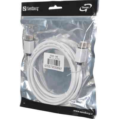 Кабель мультимедийный HDMI to HDMI 2.0m 2.0 white Sandberg (308-98) Винница