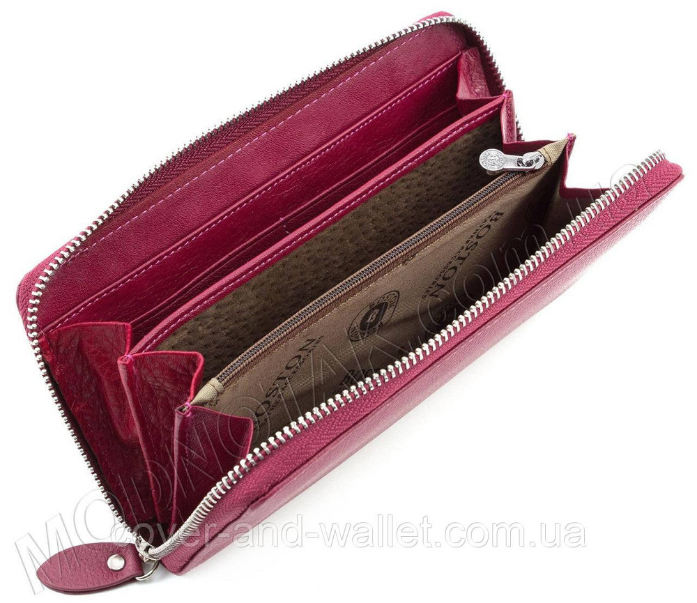 Розовый женский кожаный кошелек на молнии Boston B272 Киев - изображение 6