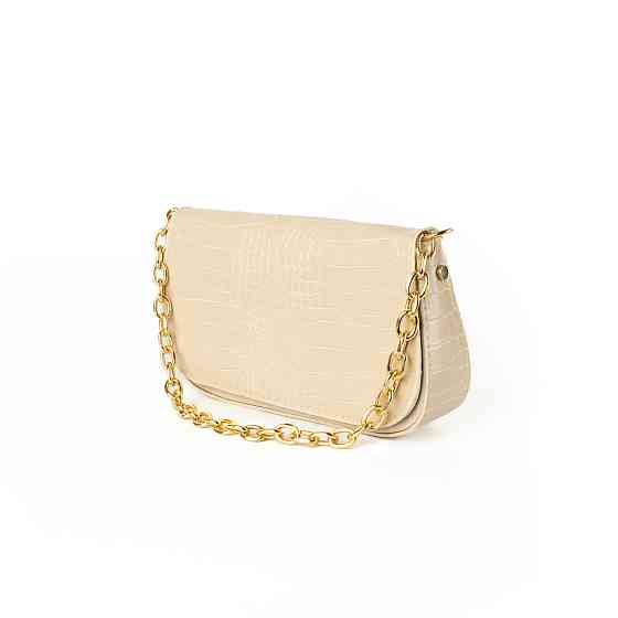 Сумка женская с ручкой цепочкой золотого цвета, элегантный женский лаковый клатч, Молочный Каменец-Подольский