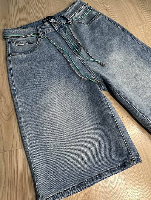 Шорти жіночі джинсові LDM 0223 бермуди з поясом-шнурком блакитні, блакитний, 28, 28, 76 см, 104 см Київ - фото 14