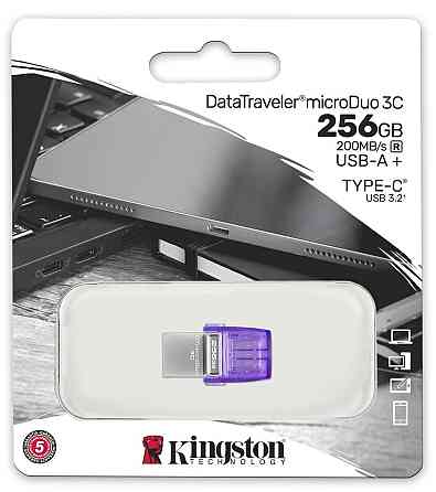 Флеш-накопичувач USB3.2 256GB Type-C Kingston DataTraveler microDuo 3C (DTDUO3CG3/256GB) Фіолетовий Харків