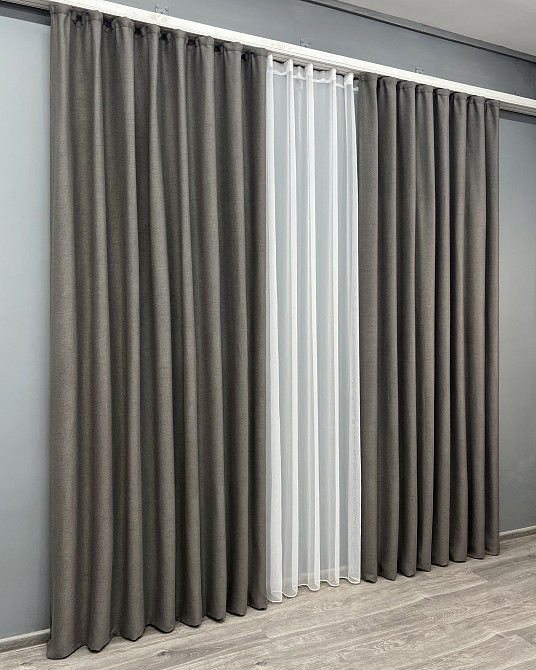 Комплект готових штор VR-Textil TWEED_V № 1915ш Темно-сірий 200х290 см 2 шт (32-334) Київ - фото 4