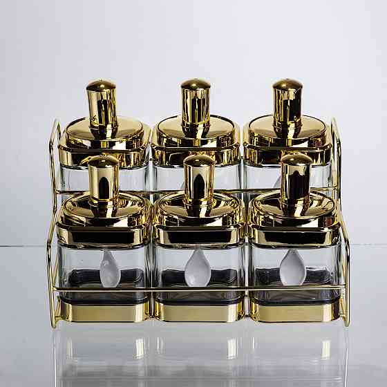 Yiwu Набір банок для сипучих продуктів із ложкою 6 шт, золото HP-1337 Коломыя