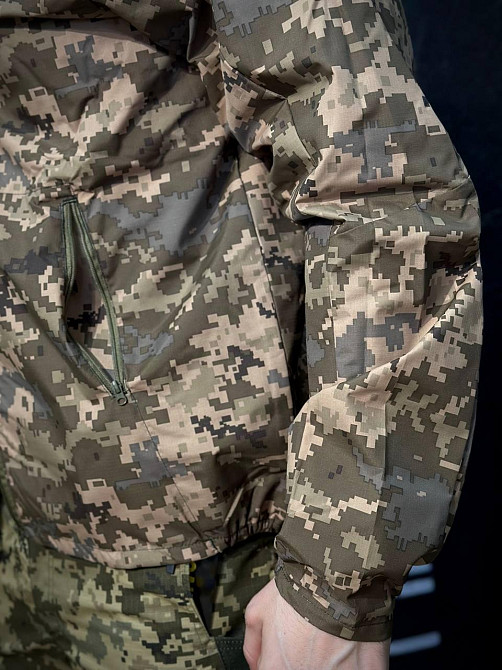 Тактична куртка піксель ріп-стоп чоловіча з капюшоном, поліестером, сіткою, водозахисна Львів - фото 9