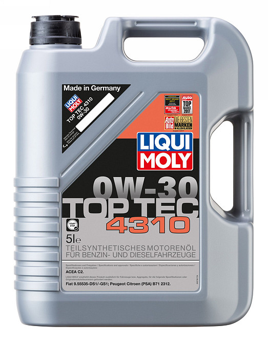 LIQUI MOLY 2362 Top Tec 4310 SAE 0W-30 — Синтетична моторна олива Low SAPS | Для бензинових і дизельних двигунів PSA, Fiat, Alfa R Ковель - фото 1