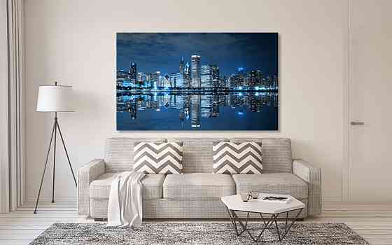 Картина холст в гостиную / спальню  Нічне місто      MLP_236 Киев