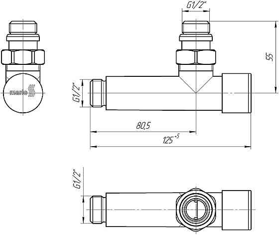 Кран кутовий подовжений Маріо, G1/2" чорний мат (комплект 2 шт.) Київ