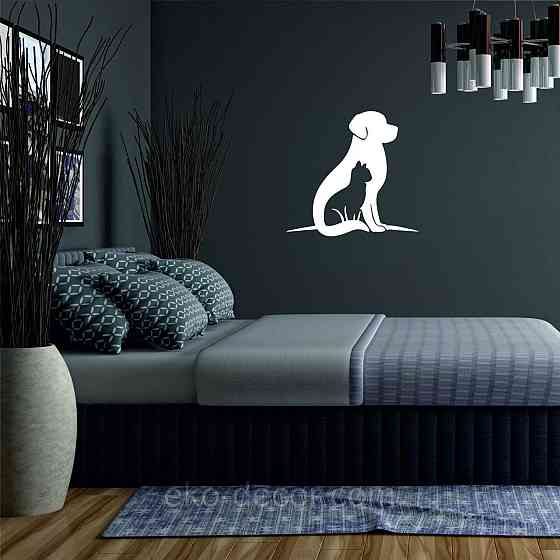 Декоративне настінне 3D Панно «Собака та кіт» Декор на стіну з об'ємом Київ