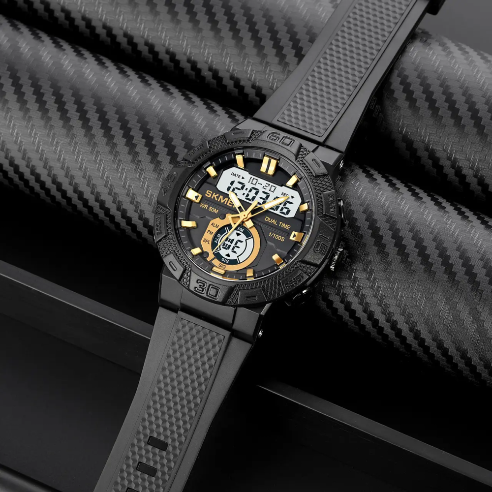 Мужские спортивные часы Skmei 1881 (Черные с золотистым и белым циферблатом) Винница - изображение 9