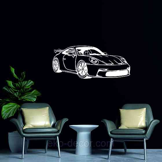 Декоративне настінне Панно «Авто Порш», Декор на стіну 70*29 см, Білий Київ