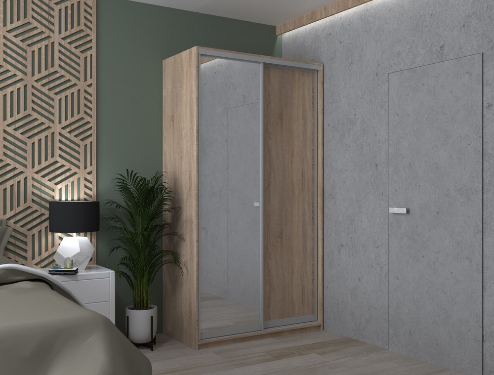 Шкаф-купе двухдверный Doros Сити Лайт 120х45х225 см Дуб сонома/1 Зеркало (DRS-011080) Днепр - изображение 1