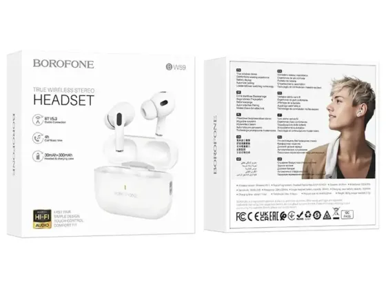 Бездротова гарнітура Double з кейсом Bluetooth Borofone BW59 True працює до 4 годин Київ