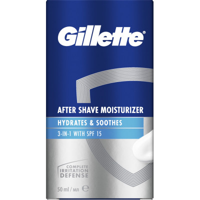 Бальзам после бритья Gillette 3 in 1 Hydrates & Soothes SPF+15 50 мл (8001090303929) Винница - изображение 2