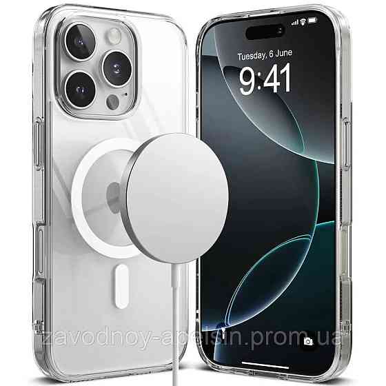 Iphone 16 Pro Max Прозрачный чехол Магнит (TPU+PC) Одесса
