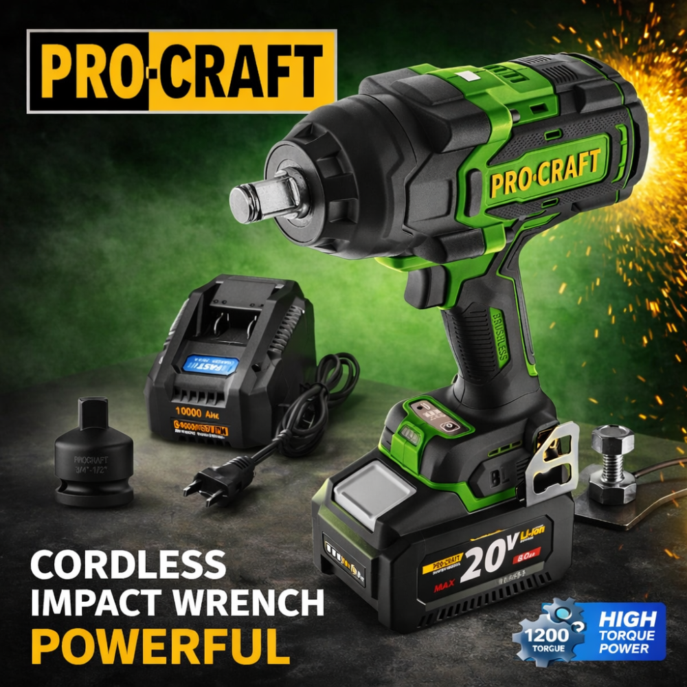 Гайковерт акумуляторний безщітковий інструмент Procraft PWA90,Безщітковий гайковерт з 1 АКБ та ЗП  3/4" на 1/2"  20 В 8 А  год Львів - фото 1