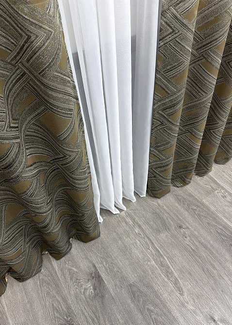Комплект штор на люверсах VR-Textil Жакард Mystery № 1622ш Капучино з золотистим 1622ш 150х280 см 2 шт (37-0203) Київ - фото 7