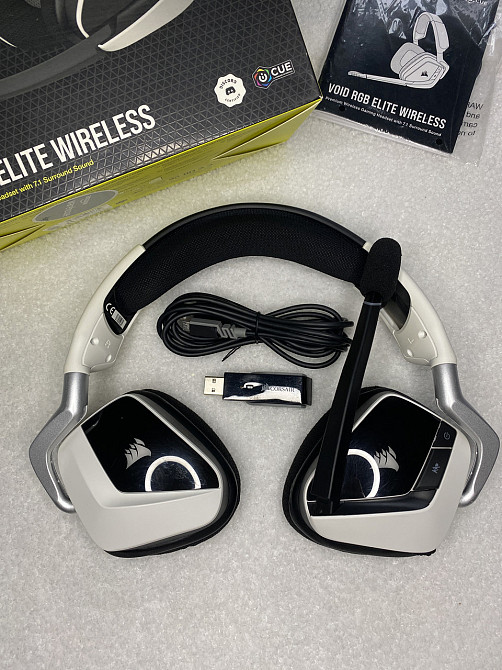 Гарнитура игровая Corsair VOID ELITE Wireless Dolby 7.1 белая, беспроводная, Wi-Fi, наушники CA-9011202-EU Киев - изображение 2