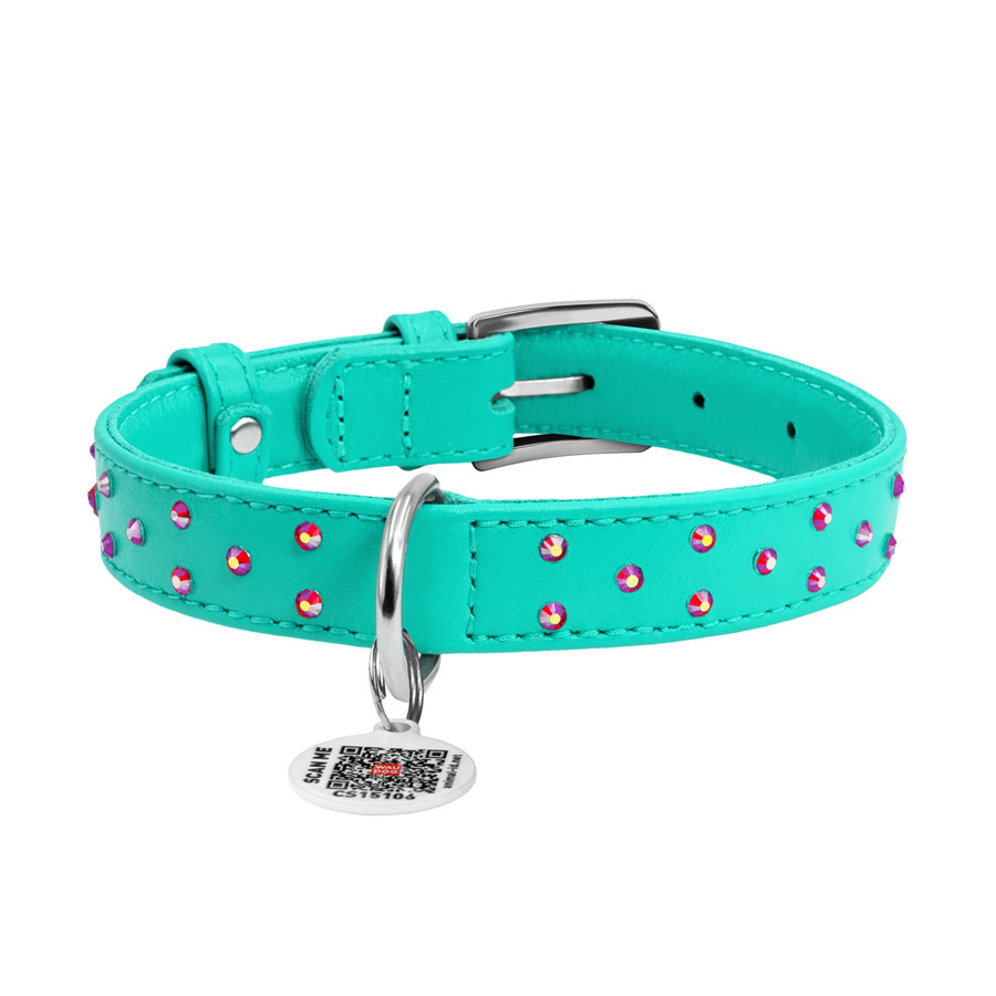 Нашийник для собак шкіряний WAUDOG Glamour з QR паспортом, з клейовими стразами, Ш 20 мм, Дов 3 Коломыя - изображение 3