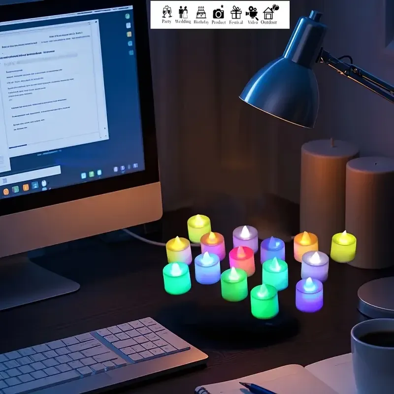 Разноцветные LED-свечи для декора, 24 шт, теплый свет Киев - изображение 4