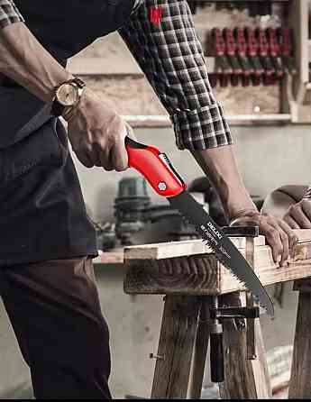 Ручная складная пила 350 мм DELIXE из прочной стали 70 см красно-черный Киев