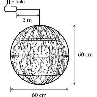 Прикраса декоративна Luca Lighting Куля Срібна мерехтлива D60 см 320 led (8718861660982) Вінниця