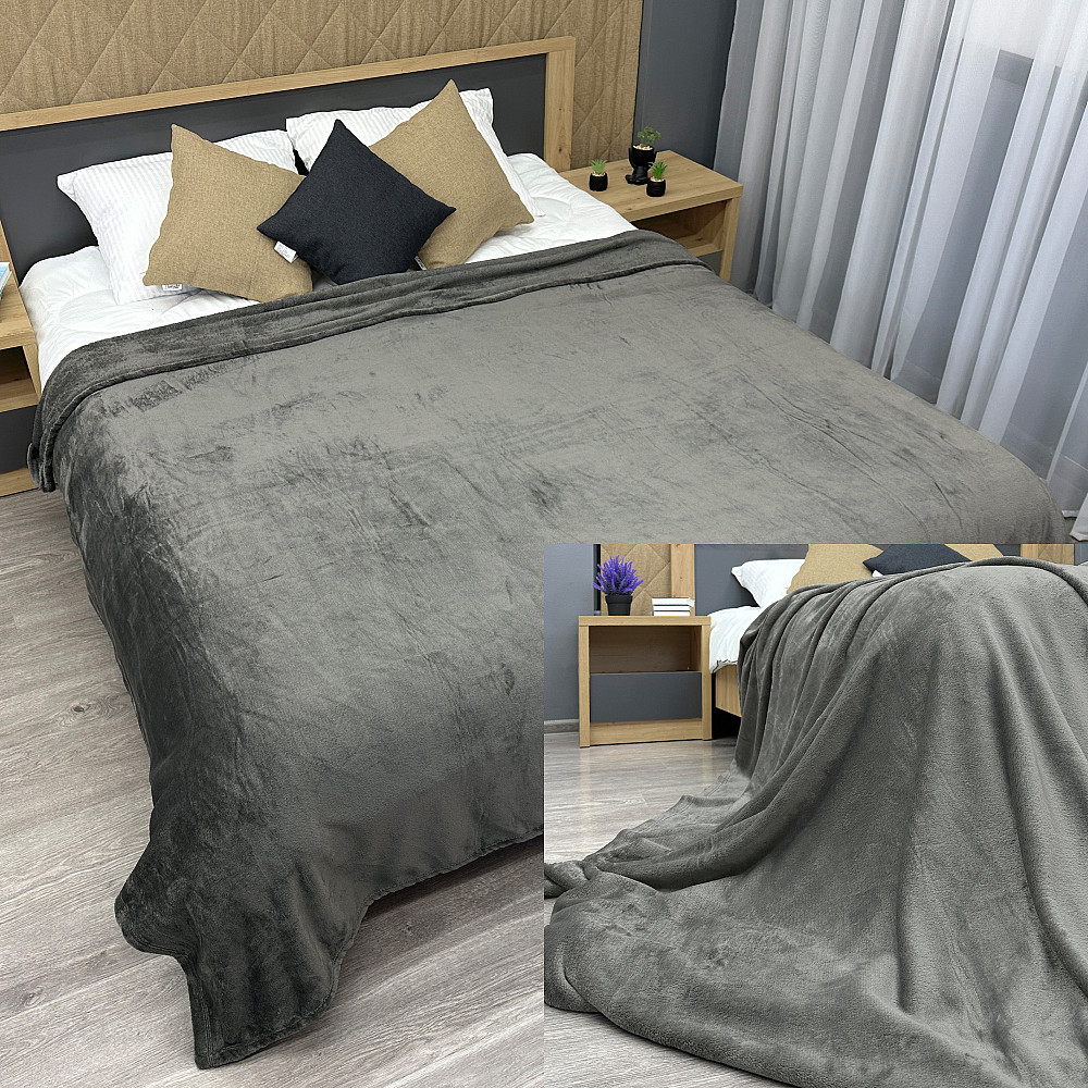 Плед-покривало Decorator WellSoft 180х210 см однотонний Сірий (87-261) Київ - фото 1