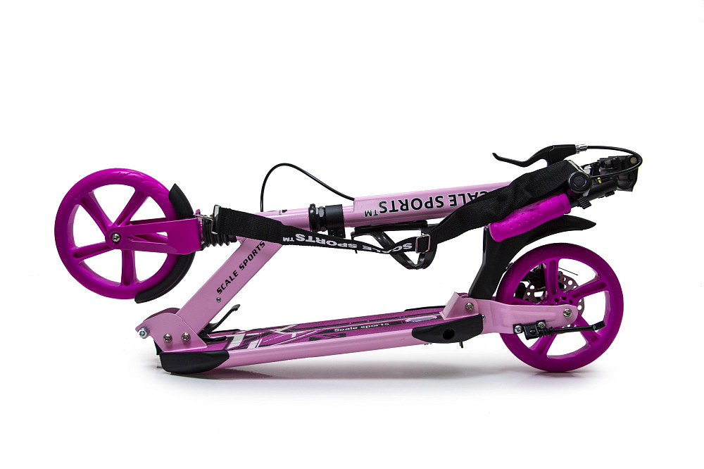 Детский самокат Scale Sports SS-04 + звоночек + ремень + подстаканник. Дисковый тормоз. Розовый Одесса - изображение 8