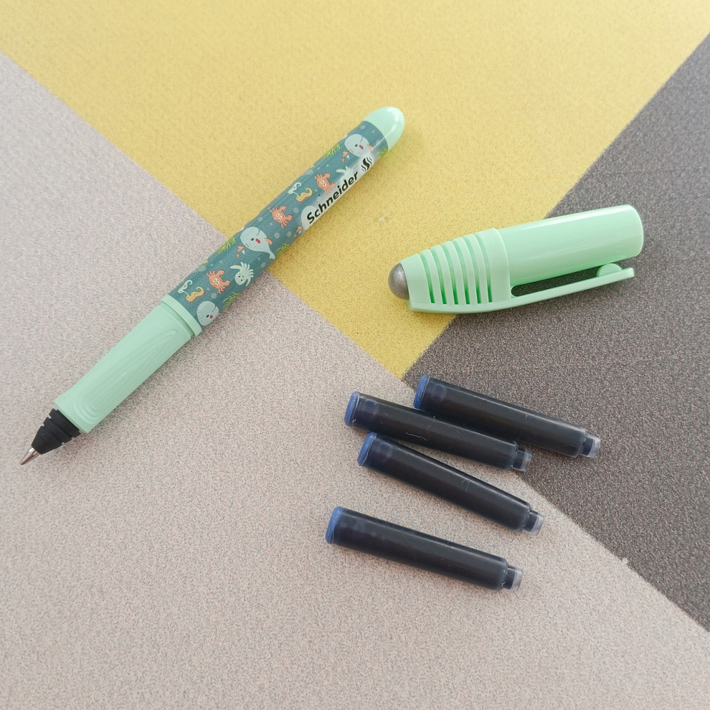 Ручка чорнильна Schneider РОЛЕР закрите перо та 4 капсули салатова Київ - фото 1