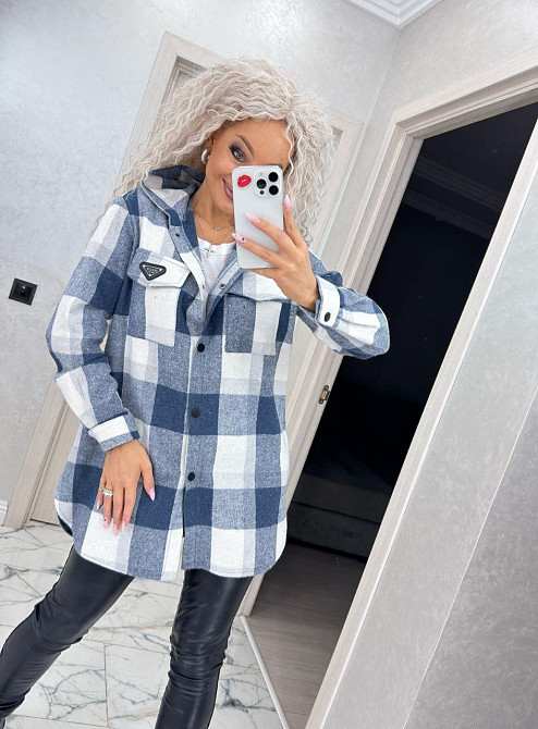 Женская рубашка в клетку оверсайз с капюшоном. 42-60р Киев - изображение 8