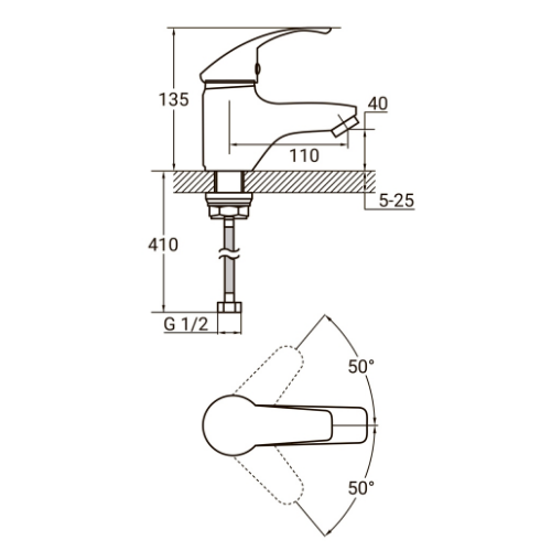 Змішувач HM d40мм для раковини литий на гайці Aquatica Житомир