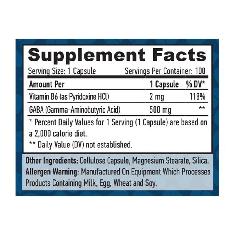 Гамма-аминомасляная кислота + Витамин В6 Haya Labs Gaba + B6 500 mg 100 caps Луцк - изображение 2