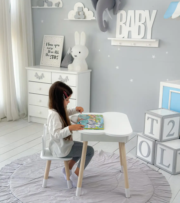 Дитячий столик Хмара з нішою та стільчиком Корона (Білий) Вінниця - фото 10