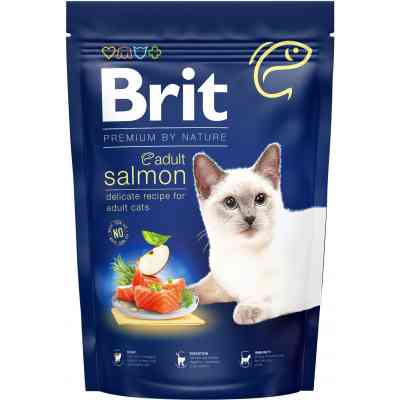 Сухой корм для кошек Brit Premium by Nature Cat Adult Salmon 1.5 кг (8595602553136) Винница
