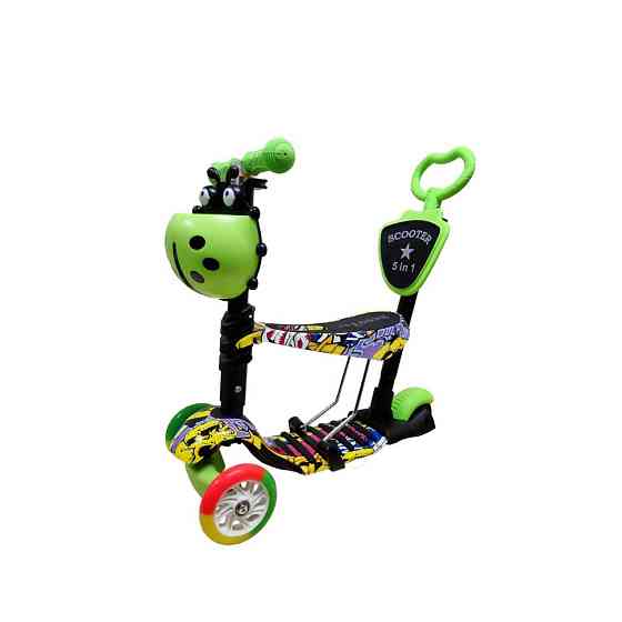 Дитячий самокат з батьківською ручкою Bambi SC20482 колеса PU зі світлом Зелений Вінниця