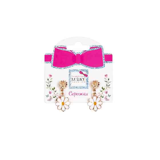 Дитячі сережки "Fashion ромашки" T24626 біло-жовтий Вінниця