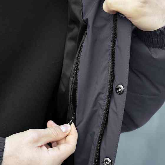 Темно-серая мужская куртка демисезонная без капюшона Pobedov Axmont Киев