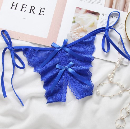 Труси з розрізом сині відверті унісекс - розмір універсальний, на зав'язках Київ - фото 1