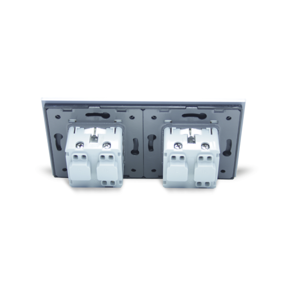 LIVOLO Подвійна електрична розетка з заземленням LIVOLO, чорна з білою рамкою, хромованою встав Коломыя