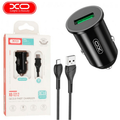 Зарядний пристрій XO USB QC3.0 18W + cable USB to Micro 5P black (TZ12-M-BK) Вінниця - фото 2