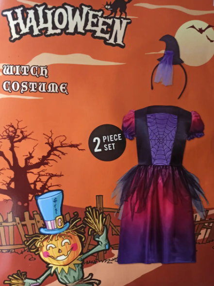 Костюм на Хелловін Відьма для дівчинки з обручем різнобарвний 8-10 років Київ - фото 3