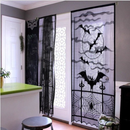 Декор для Хелловін штора Кажани 1 штука 213 на 116 см чорний Київ - фото 6