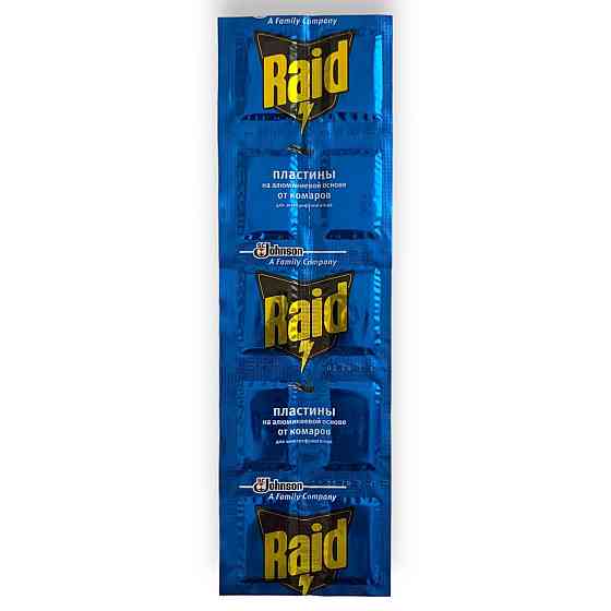 Пластина Raid на алюмінієвій основі від комарів (тривала дія до 10 годин,) 10 шт/уп Харків