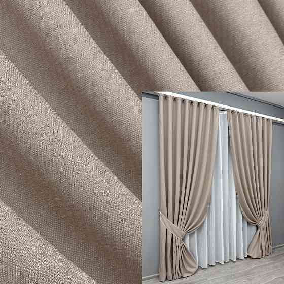 Комплект готових штор VR-Textil Льон ELEMENTA № 1869ш Бежевий 150х290см 2 шт (33-0858) Київ