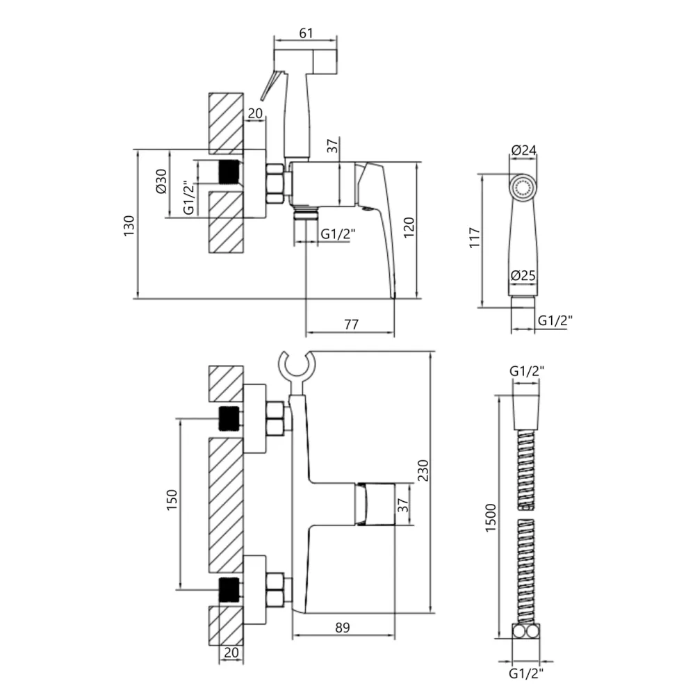Змішувач для гігієнічного душу Qtap Tern QTTER262CRM47590 Chrome Київ - фото 8