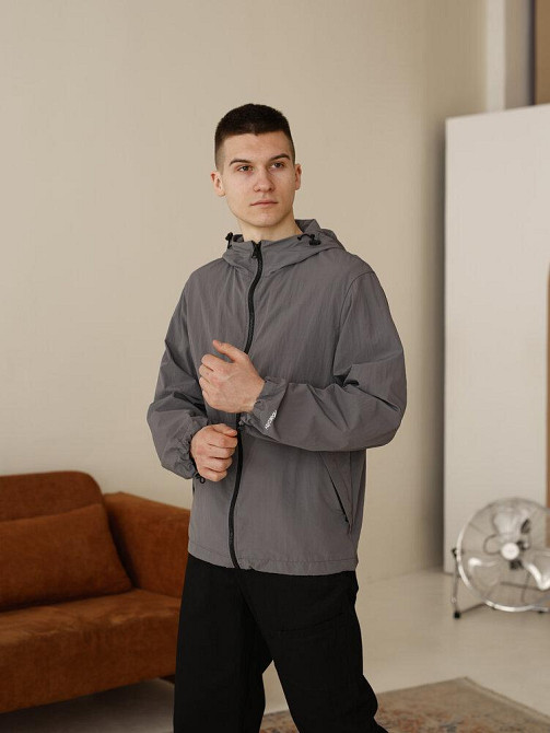 Чоловіча куртка вітрівка темно-сіра Pobedov Neon. Вітрівка для чоловіків легка весняна Київ - фото 14