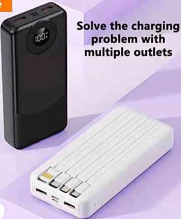 Павербанк Hinne 20000 mAh з вбудованими кабелями (PD fast charge) Харків