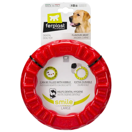 Жевательная игрушка для собак с кристаллами бикарбоната Ferplast Smile (Ферпласт Смайл) Ø 20 x 3,9 cm - L, Красный Запорожье