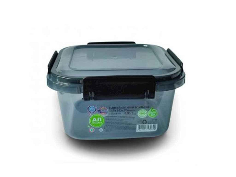 Контейнер пл. 0,86л Limited line квадратний, чорний ТМ AL-PLASTIK Solmir Київ - фото 1